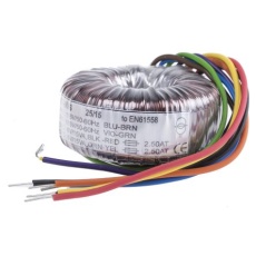 【671-9066】トロイダルトランス 1次：115 V ac 230 V ac 2次：2 x 6V ac 電力：30VA