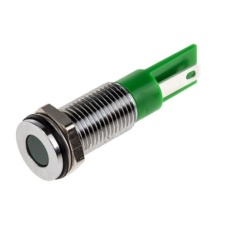 【913-2670】パイロットランプ、6V dc、緑、実装ホールサイズ:8mm