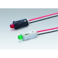 【DB-40-FL-WR】LEDブラケット(凸型，リードタイプ，本体色:白，取付孔:φ8.3mm，赤)