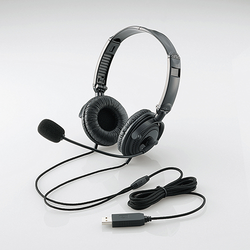 【HS-HP20UBK】USBヘッドセット(両耳オーバーヘッド)ブラック