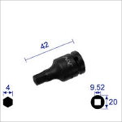 【304C】ヘキサゴンレンチソケット ショートタイプ 差込角9.52X対辺4mm