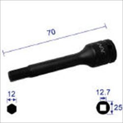 【412C70】ヘキサゴンレンチソケットロングタイプ12.7X対辺12mmX70L