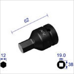 【612C】ヘキサゴンレンチソケット 差込角19.0X対辺12mm