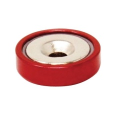 【E1102/NEO/R/F】POT MAGNET  25MM X 7.7MM  NEODYMIUM  RED