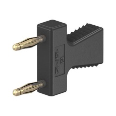 【63.9354-21】TEST CONNECTOR  JUMPER  DOUBLE 2MM PLUGS  SINGLE 2MM JACK  GOLD PLATED  BLACK 23AH8769