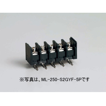 【ML-250-S2GYF-8P】基板用ねじ式端子台 M3フリーねじ 7.62mmピッチ 10A 250V 8極 ライトアングル サポート端子付き