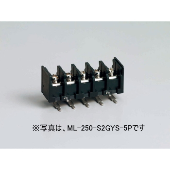 【ML-250-S2GYS-3P】基板用ねじ式端子台 M3セムスねじ 7.62mmピッチ 10A 250V 3極 ライトアングル サポート端子付き