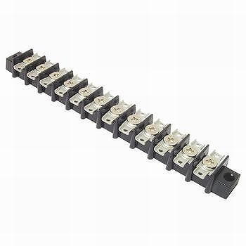 【ML-3161-12P】中継用ねじ式端子台 M3平小ねじ 10mmピッチ 1列 6A 250V 12極 はんだ付けラグ付き