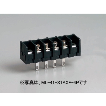 【ML-41-S1AXF-6P】貫通型ねじ式端子台 M3フリーねじ 7.62mmピッチ 10A 250V 6極 裏側はんだ付け兼用110タブ端子(t0.8)