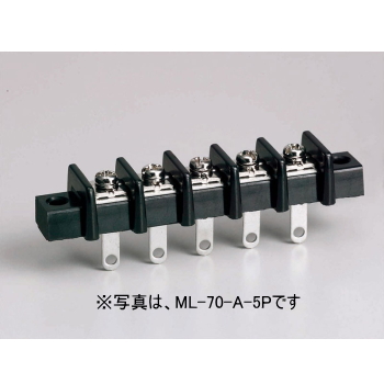 【ML-70-A-20P】貫通型ねじ式端子台 M3フリーねじ 11mmピッチ 10A 250V 20極 裏側はんだ付け端子