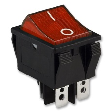 【R5BBLKREDFF3】SWITCH  ROCKER  DPST  20A  125VAC  BLACK
