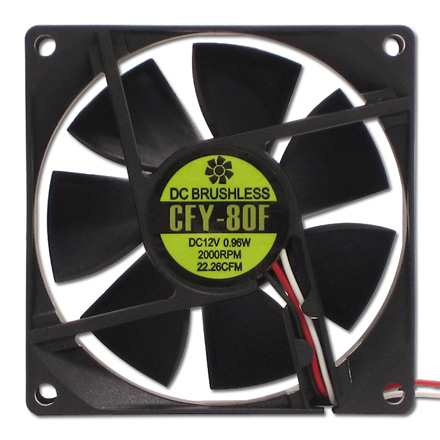 【CFY-80F】ケースファン80mm 標準 2000rpm±10%/22.26CFM/23.0dB(A)