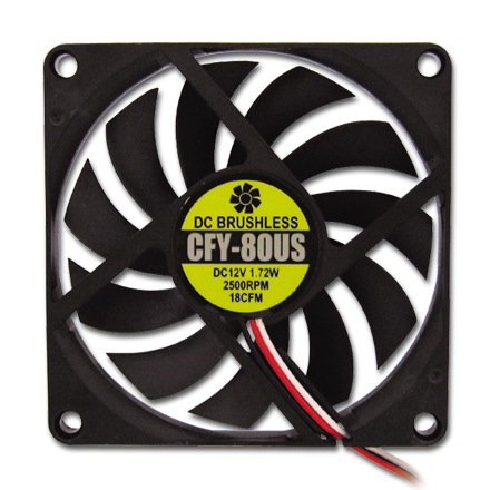 【CFY-80US】ケースファン80mm 薄型標準 2500rpm±10%/18CFM/23.3dB(A)