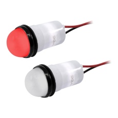 【PML50SRFVW】.688inch DIA (17.5MM) RED LED PANEL MOUNT INDICATOR WITH SEMI DOME FLEX VOLTAGE WIRE LEADS 02AH9198