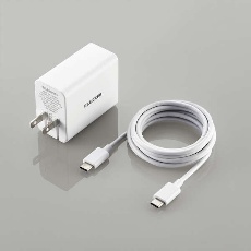 【ACDC-PD1460WH】GaN PD対応 USB AC充電器(PD65W)ケーブル(2m)付属