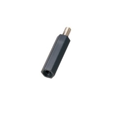 【BS-2611BWE】黒ジュラコン(R)スペーサー(六角)ネジ込接着固定/BS-BWE M2.6 11mm