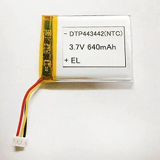 【DTP443442(NTC)】リチウムイオンポリマー電池(3.7V、640mAh、サーミスタ付)