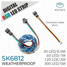 【(6914)M5STACK-A093】SK6812搭載 防水RGB LEDテープ(50cm、LED30個)