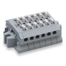 【ML-1700-A-19P】中継用スクリューレス端子台 5mmピッチ 10A 300V 2穴/極 19極 フランジ有り