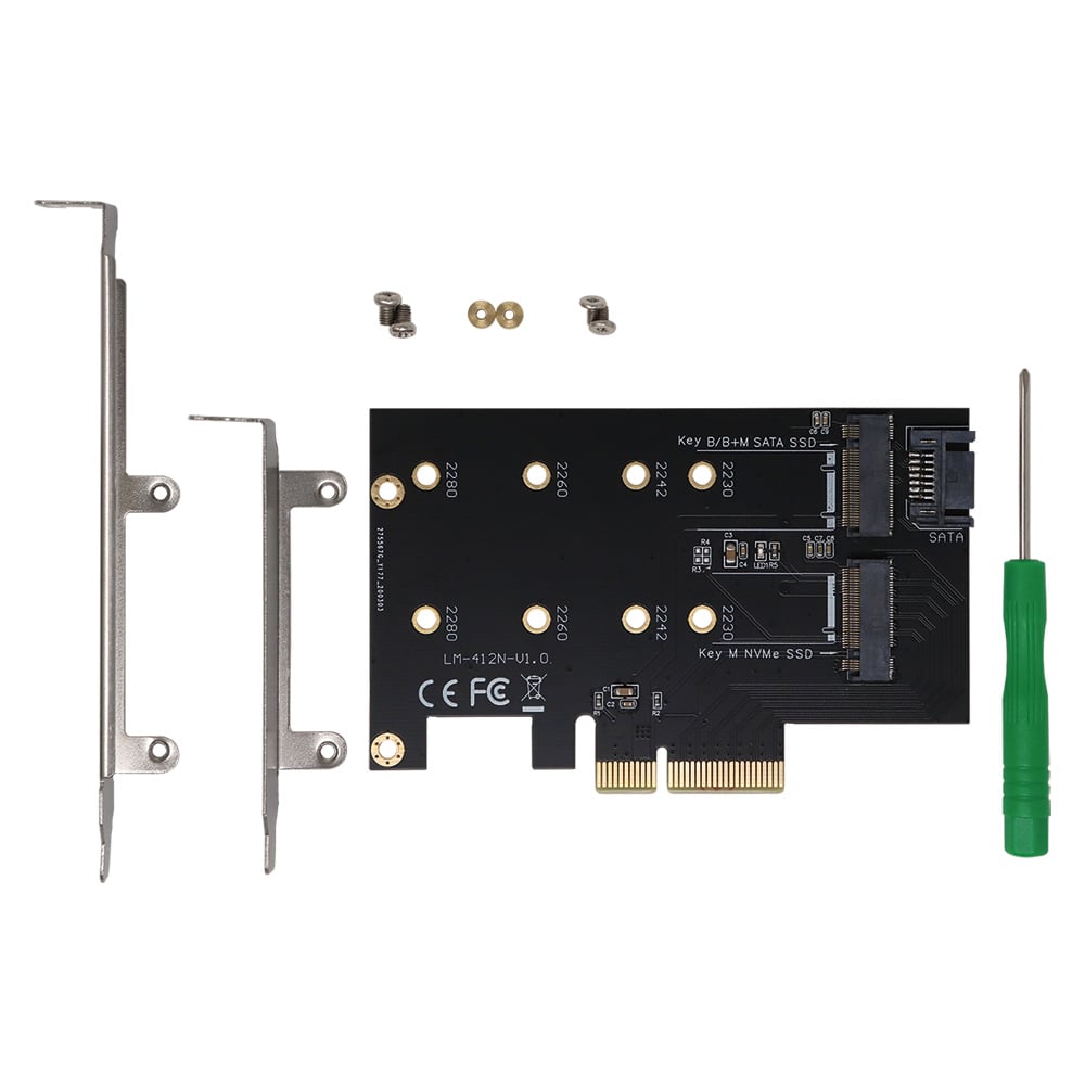 【AIF-09】M.2 NVMe SSD変換PCIeカード SATAコンボ