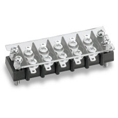 【ML-1765-C-15P】中継用ねじ式端子台 M3.5なべ小ねじ 11mmピッチ 2列 15A 250V 15極 はんだ付けラグ付き カバー付き