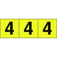 【TSN-30-4-Y】数字ステッカー 30×30 「4」 黄色地/黒文字 3枚入