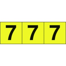 【TSN-30-7-Y】数字ステッカー 30×30 「7」 黄色地/黒文字 3枚入