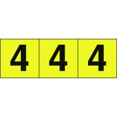 【TSN-50-4-Y】数字ステッカー 50×50 「4」 黄色地/黒文字 3枚入