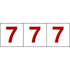 【TSN-100-7-TMR】数字ステッカー 100×100 「7」 透明地/赤文字 3枚入