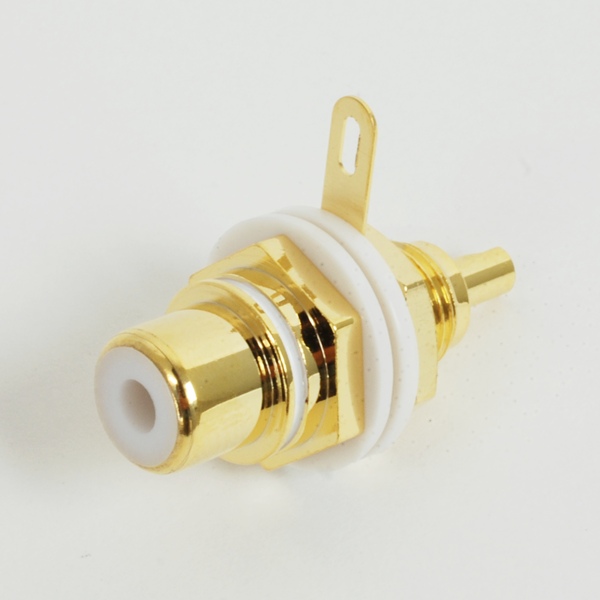 【RJ-2000B-T/W】RCAジャック(白、パネル用、金メッキ、絶縁型)