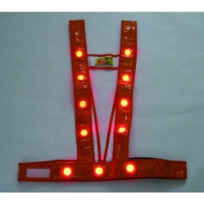 【3020011】ミズケイ LEDタスキ型安全ベスト「光るんです」<オレンジ/赤LED>