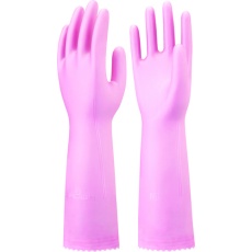 【NHDSSL-MP】ショーワ 塩化ビニール手袋 ナイスハンドさらっとタッチセミロング パールピンク Mサイズ