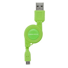 【GH-UCRMB-GR】スマホ対応 USB急速充電ケーブル(microB)グリーン