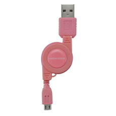 【GH-UCRMB-PK】スマホ対応 USB急速充電ケーブル(microB)ピンク