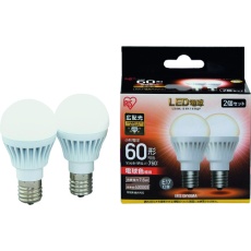 【LDA8L-G-E17-6T52P】IRIS LED電球2個セット E17広配光タイプ 60形相当 電球色