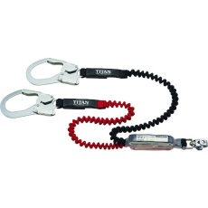 【HL-ERW】タイタン EXJ伸縮ストラップ式 タイプ1ランヤード ブラック/レッド ダブル (墜落制止用器具)