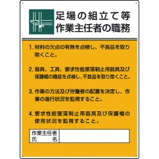 【808-21B】ユニット 作業主任者職務板 足場の組立て等作業…