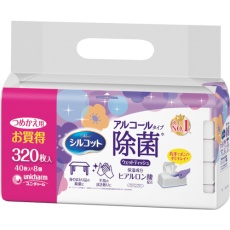 【40819】ユニ・チャーム シルコットアルコール除菌ウェットティッシュ 詰替40枚X8個入