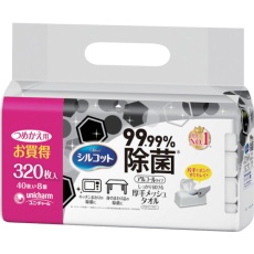 【40989】ユニ・チャーム シルコット99.99除菌ウェットティッシュ 詰替40枚X8個入