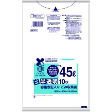 【HT4V】サニパック 容量表記入り白半透明ゴミ袋(バイオマス配合)45L10枚 0.02mm
