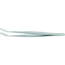 【36A-SA-1-IT】idealtek 耐酸耐磁ステンレスピンセット 120mm 先平曲型タイプ・ハンドルギザ付