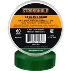 【ST35-075-66GR】ストロングホールド StrongHoldビニールテープ 耐熱・耐寒・難燃 プロ仕様グレード 緑 幅19.1mm 長さ20m ST35-075-66GR