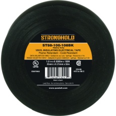 【ST88-100-108BK】ストロングホールド StrongHoldビニールテープ 耐熱・耐寒・難燃 ヘビーデューティーグレード 黒 幅25.4mm 長さ33m ST88-100-108BK