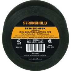 【ST88-150-66BK】ストロングホールド StrongHoldビニールテープ 耐熱・耐寒・難燃 ヘビーデューティーグレード 黒 幅38.1mm 長さ20m ST88-150-66BK