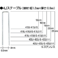 【425J-S-WHITE】MAX ステンレスステープル(白) 肩幅4mm 長さ25mm 5000本入り