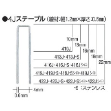 【410J-S】MAX タッカ用ステンレスステープル 肩幅4mm 長さ10mm 5000本入り