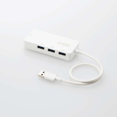 【EDC-GUA3H2-W】USB-A 1Gbps有線LANアダプター[USBハブ付き](白)