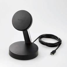 【W-MS02BK】マグネット内蔵ワイヤレス充電器(7.5W・スタンド・1.5m)
