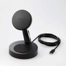 【W-MS03BK】マグネット内蔵ワイヤレス充電器(7.5W+5W・スタンド・1.5m)
