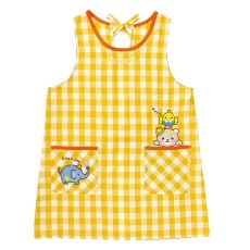 【9536】アニマルギンガムチェックエプロン イエロー